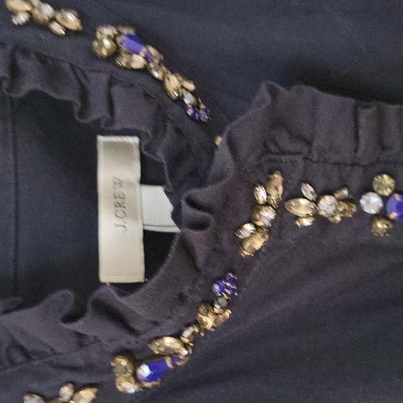 J CREW Ruffle Bedazzled High Neck Button Down Sleeveless Castlecore Shirt - Picture 5 of 9